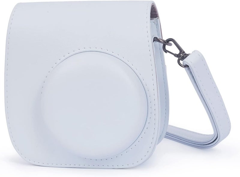 Phetium Instant mini 12 Camera Protective Case Compatible with Instax Mini 12 11,PU Leather Bag with Pocket and Adjustable Shoulder Strap (Clay White) - Image 1